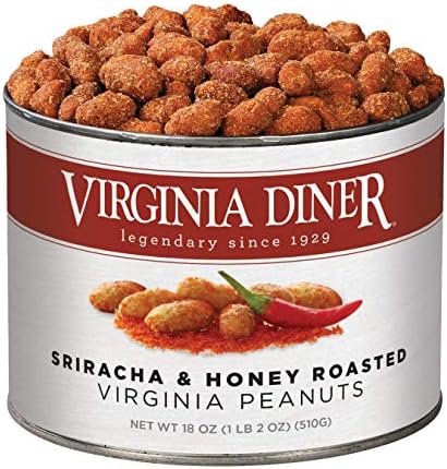 Virginia Diner - Gourmet Extra Large Sriracha & Honey Roasted Virginia Peanuts, 18 Ounce Tin