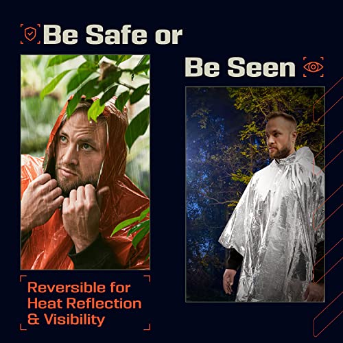 image for PREPARED4X Emergency Poncho and Mylar Blanket Liner - Heavey Duty, Wat