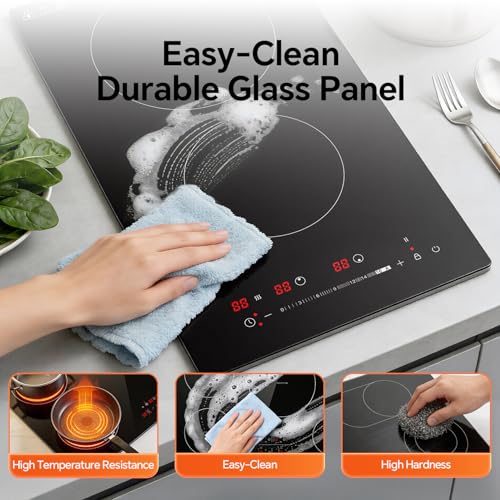 Image of Ranein 12 Inch 2 Burner Electric Cooktop, 3000W, 240V