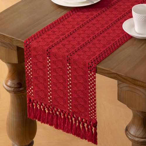 Chemin de table de Noël rouge 152 cm, l'accessoire textile idéal à offrir