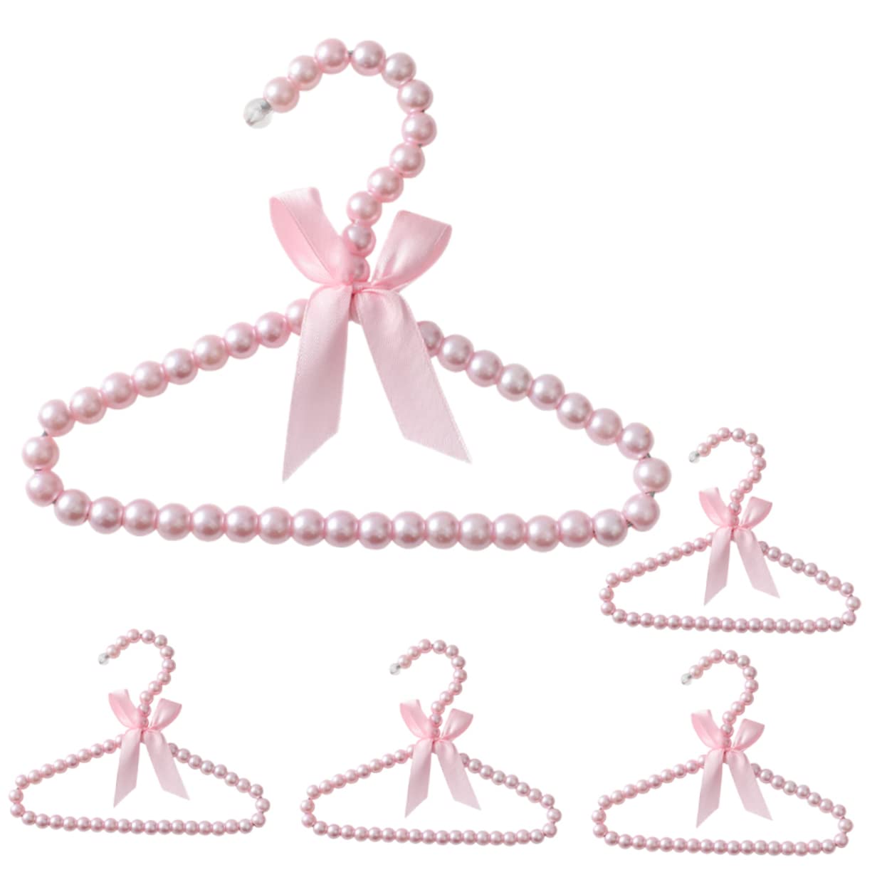 Wakauto 5pcs Boys and Girls Pink Pearl Hangers Newborn Baby Clothing Hangers for Boys and Girls