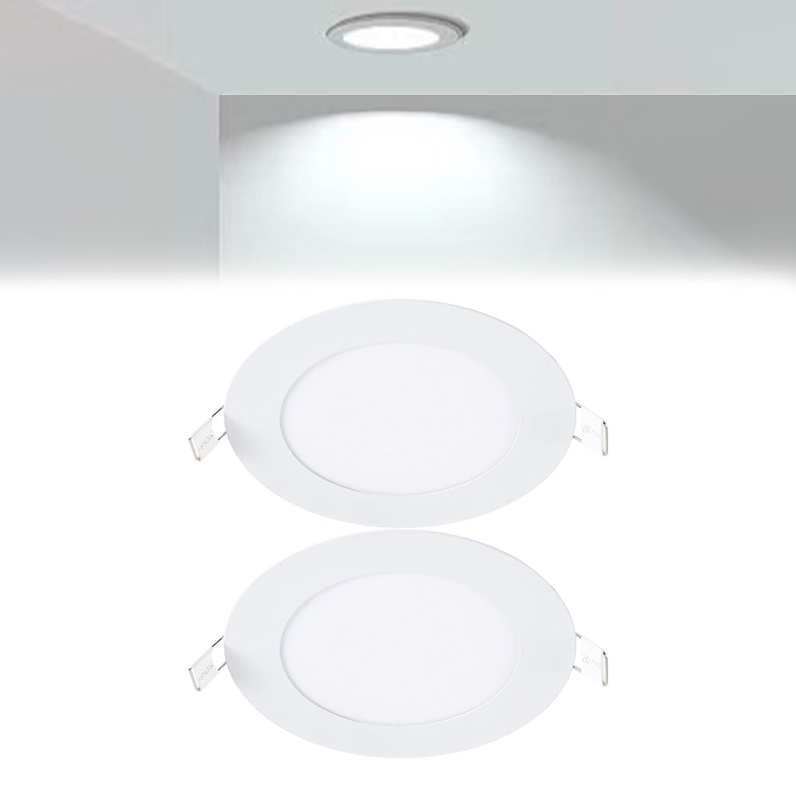 VOGHMOLD 6W Ultra Slim LED Downlight 5 inch, 6000K Recessed Ceiling Light, Cut Φ105-110mm, AC85-265V Flush Mount Spotlights Aluminum Round Panel Lights for Office Hallway, 2 Pack