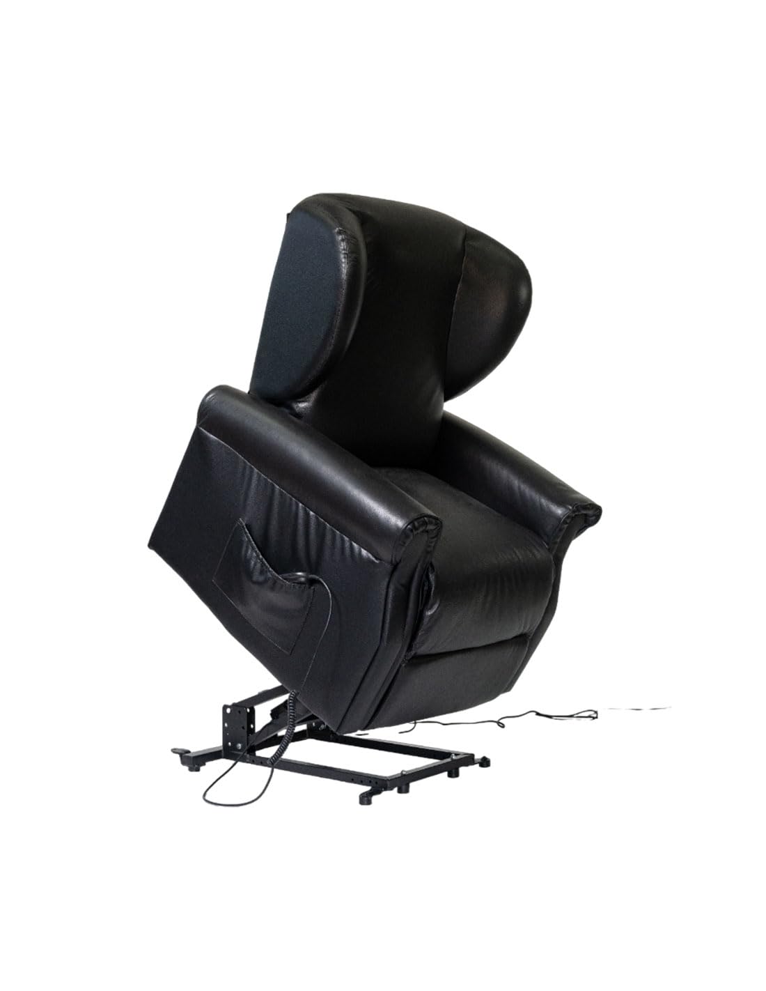 Sime EE-P2 Personnalisable Fauteuil releveur Relax Pied de lit avec Dossier inclinable indépendant Zero Gravity à 2 Moteurs 2 Roues bergère siège indéformable Peau Fauteuil électrique Noir