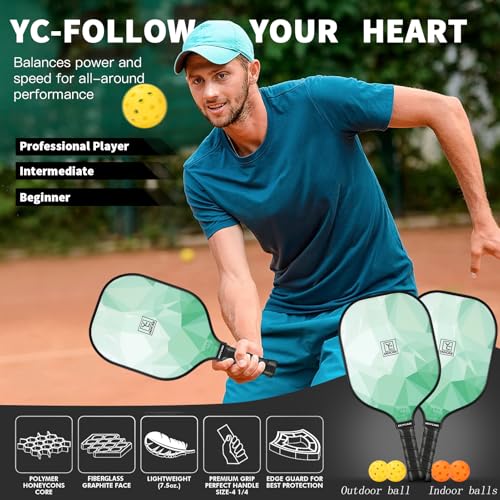 Image of YC DGYCASI Pickleball Paddles Set of 2 USAPA Approved Pickleball Set 2026