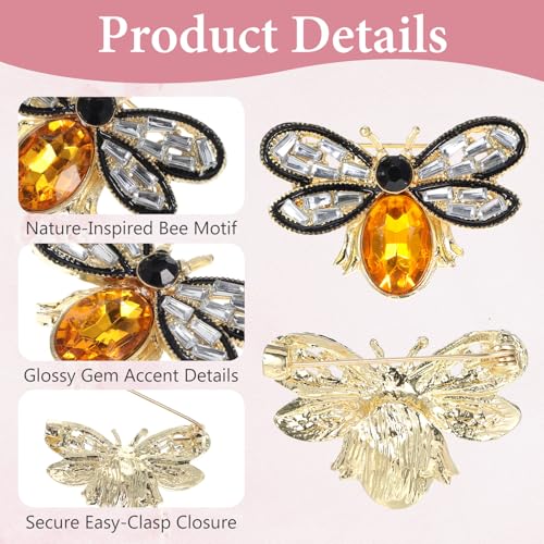 Image of Bee Pin, Bee Brooch & Jewelry bee pins or brooches for Women, Men, Wedding, Parties, Proms, Dating, Daily (Colorful)