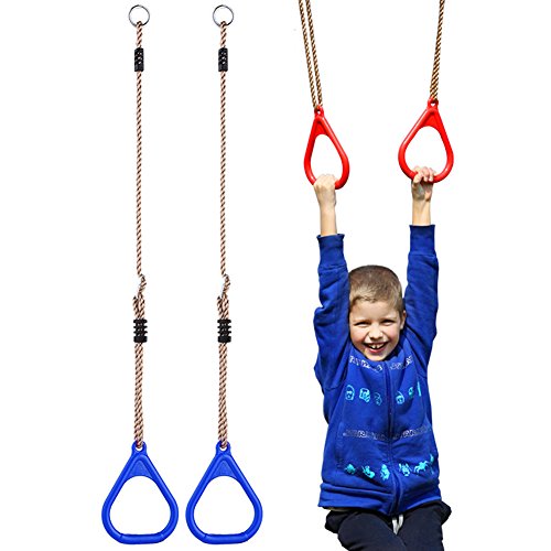 YIFEIKU Co.,Ltd. Anillos de gimnasio para niños con barra de trapecio para el gimnasio, parque de juegos para el hogar, accesorios para interiores y exteriores, equipos de fitness, azul