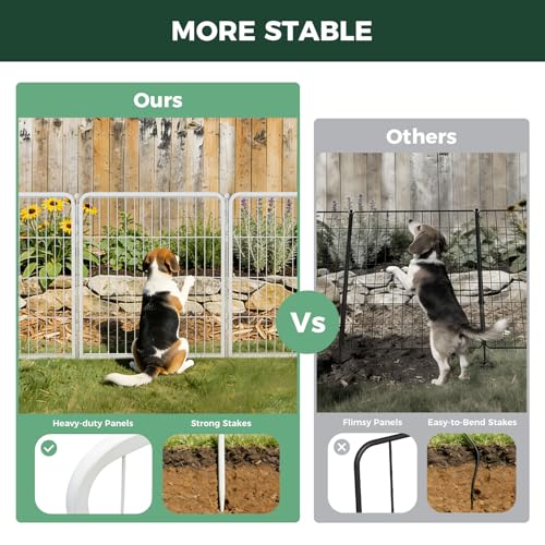 Image of FXW Garden Fence Outdoor for the Yard - 32in(H) x 36.4ft(L) Heavy Duty Metal Animal Barrier for Dog, No Dig Decorative Dog Fence, 16 Panels, White