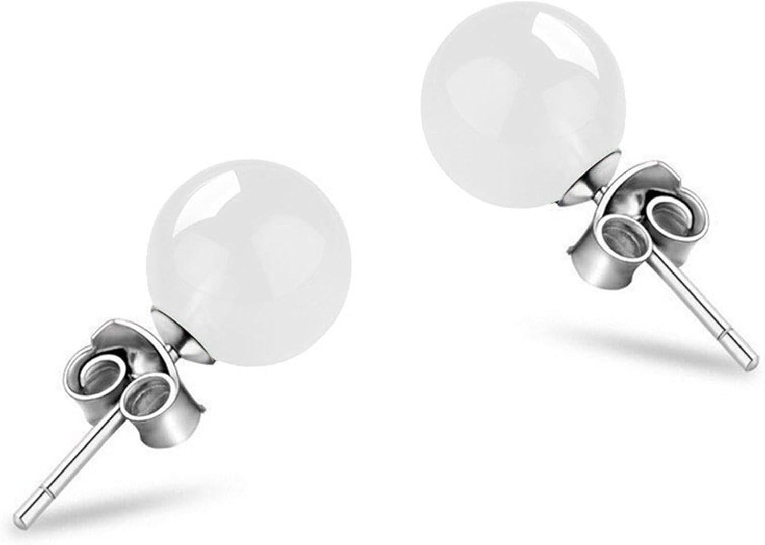 Green Jade Stud Earrings for Women 6mm Round Gemstone Earrings Natural Green Small Jade Hypoallergenic Earrings Good Luck Handmade Earrings Gift for Birthday Anniversary