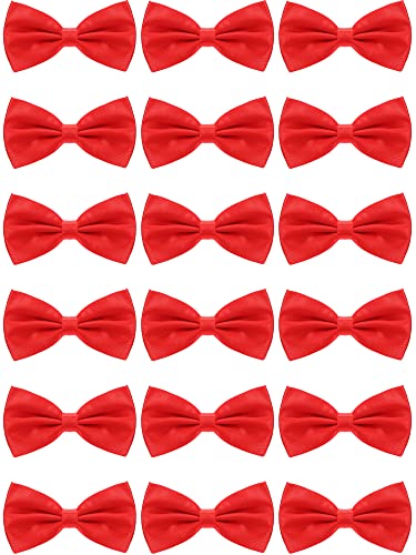 Geyoga 24 Pieces Men's Bow Ties Formal Satin Solid with Adjustable Neck Band Bow Ties for Men (Red)