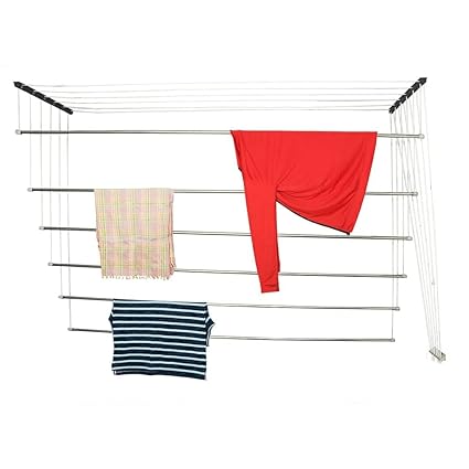 SMB Space Maker Roof Mount Pulley Cloth Drying Hanger ,Set of 6 Ropes with Accessories (8 FEET X 6 R0DS)