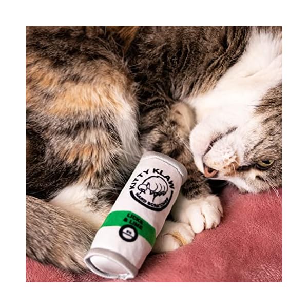 Huxley & kent cat toy | kitty klaw licks & lime | nappy hour strong catnip filled cat toy | soft plush kitty toy with catnip and crinkle | kittybelles - image 5