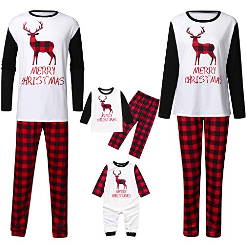 Pyjama Ensemble de Noël 2 pièces pour famille Père Mère Enfant T-shirt à manches longues Imprimé Lettres + Pantalon Plaid Vêtements de maison - - 3-6 Mois Cover