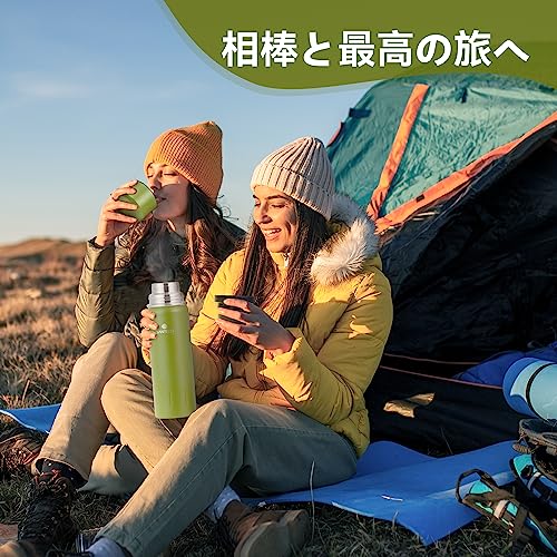 SANTECO Thermoskanne Thermosflasche Edelstahl 1l, 500ml, Auslaufsicher Isolierflasche mit Trinkbecher für unterwegs, Kaffee & Tee für Kinder, Sport, BPA-Frei, 24H Kalt & 12H Heiß 6