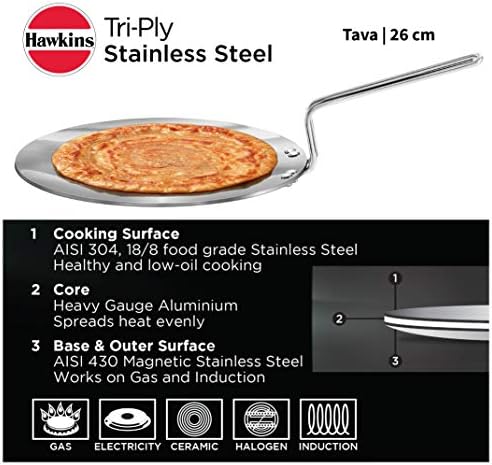 Hawkins Tri-ply Stainless Steel Tava 26 cm