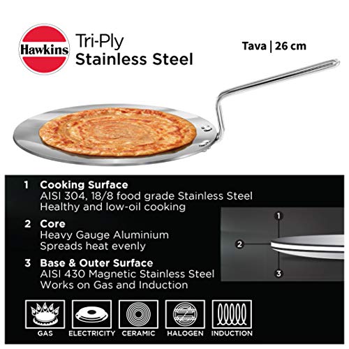 Hawkins Tri-Ply Stainless Steel Tava 26 Cm #TOP1