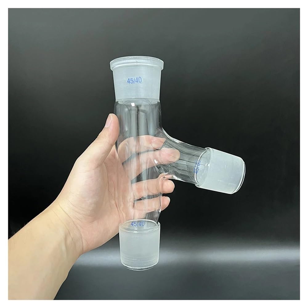 Adattatore a tre vie for testa di distillazione da 75 gradi, testa di distillazione in vetro borosilicato 45/40 da 3,3 mm Attrezzature da laboratorio