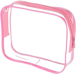 Clear Makeup Bags 2 Pack Toiletry Bags Clear Travels for Toiletries Cosmetic Bag Airport Carry on Compliant Bag(Pink,16 * 13 * 4cm)