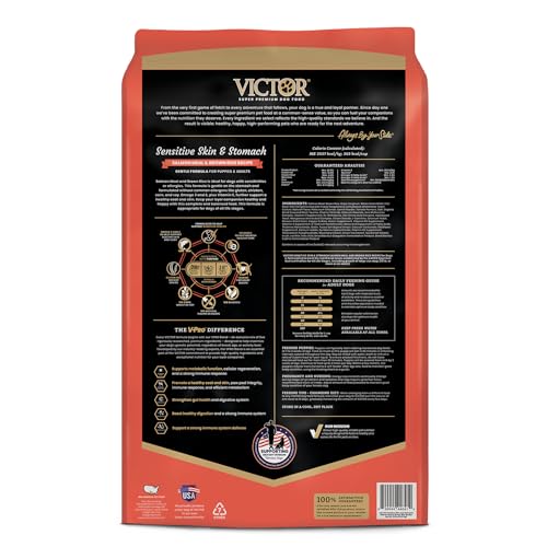 Image of VICTOR Sensitive Skin & Stomach - Salmon Meal & Brown Rice Dog Food, 5 lb | Super Premium Dog Food, Gluten Free, No Chicken, Ideal for Dogs with Allergies, Dry Kibble, Adult and Puppy Dog Food, 5lbs