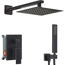 Oil Rubbed Bronze Shower System Bathroom Luxury Rain Mixer Shower Combo Set Wall Mounted Rainfall Shower Head System Shower Faucet Rough-in Valve Body and Trim Included