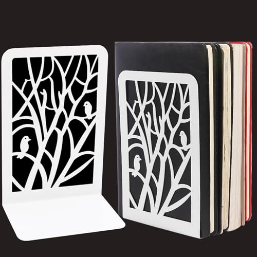 Sujetalibros Blanco Sujeta Libros Estantería de Metal-para Casa, Oficina, Infantil, Escuelas 1 par