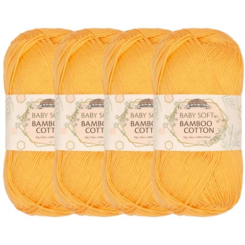 Image of JubileeYarn Baby Soft Bamboo Cotton Yarn - 100g /Ball - Summer Sun - 4 Skeins