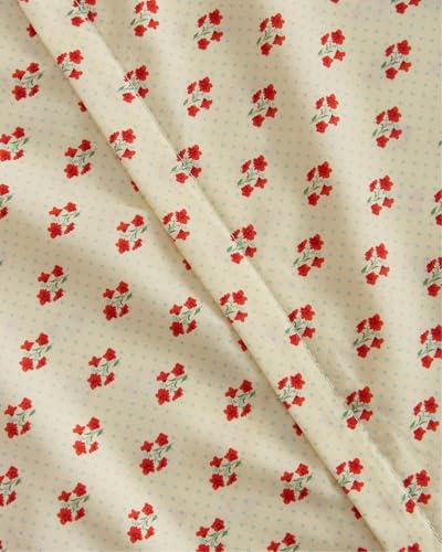 Image of Duvet Cover Full Size Set - Extra Soft Floral Duvet Cover 80 x 90 with 2 Pillow Shams - Comfy, Breathable Floral Bedding Set - Hotel Luxury, Fade Free with Zipper Closures & Ties - Vintage Red Floral