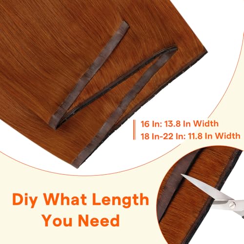 Image of Full Shine Butterfly Weft Hair Extensions Human Hair 20 Inch 50G Copper | Straight Natural Volume, Invisible PU Hole Handtied Weft, Remy Feel, Daily Styling for Women, Natural Blend Solution