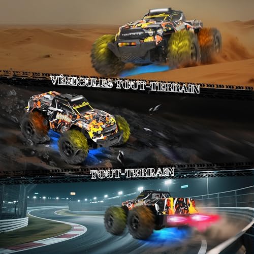 JOYTREKY Coche Teledirigido - 1:18 Coche RC con Luces Led 25 Km/H RC Car con Pulverizador 2,4 GHz Todoterreno 2 BateríAs Recargables 60min Play para NiñOs Y Adultos - Amarillo - imagen 3