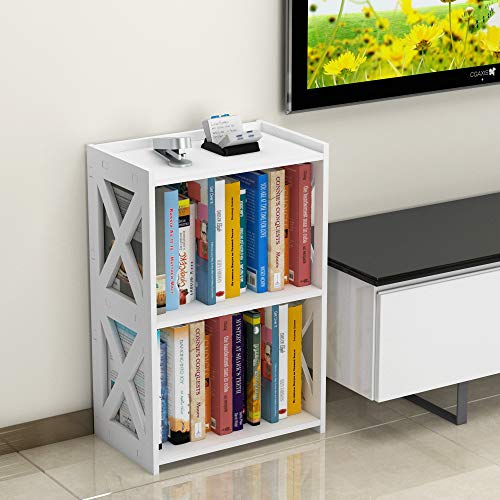 Aggice Side Table, 3 Tier 2 Shelf Small Bookshelf Bookcase For Small Spaces, Bedside End Table Nightstand, Kids Book Storage Shelves For Bedroom Living Room Office, White #TOP2