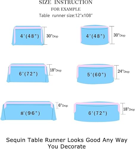 Miniatura 6 de Camino de mesa con lentejuelas de 12 x 108 pulgadas.