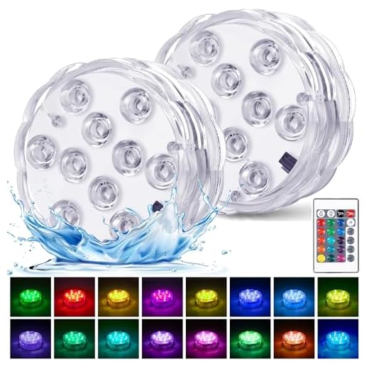 daphomeu Unterwasser Licht mit Fernbedienung - Wasserdicht und batteriebetrieben - RGB-Multi-Farbwechsel - Für Pool, Vase, Spa, Aquarium, Teich, Whirlpool, Partydekoration (2 Stück)