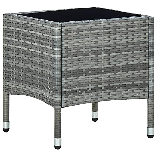 Iiaky Mesa de jardín ratán sintético Gris 40x40x45 cm Mesa terraza Exterior Mesa de Comedor jardín Mesa Jardin Exterior Garden Table mesas terraza