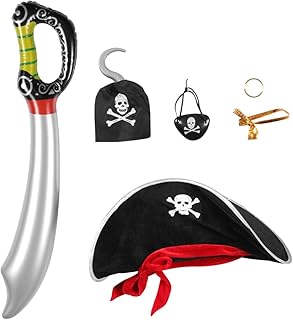 BESPORTBLE Traje De Pirata Halloween Acessórios De Pirata Conjunto De Maquiagem Conjunto De Cosplay De Pirata Acessórios De De Pirata Suprimentos De Desempenho De Pirata Plástico