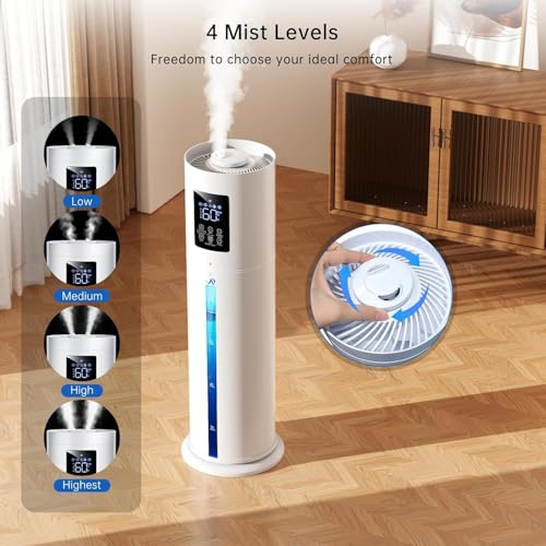 2.1Gal/8L Smart Humidifier Large Room, Top Fill Humidifiers for Bedroom with Diffuser, 7 Color Lights,16H Timer, Auto Mode, APP Remote Control, 4 Levels Cool Mist Air Humidifier for Plants Home - image 4