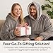 Good Nite Decke mit Ärmeln für Frauen und Männer Sherpa kuscheldecke Tragbare Decken Adult Cosy Sweater Tragbare Warm Decken Übergroßer hoodie mit Taschen Grau （80x85cm）