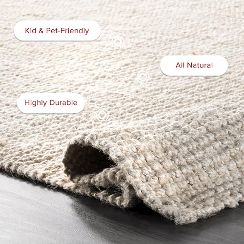 nuLOOM Ashli Solid Farmhouse Jute Area Rug, 11'6" x 14'6", Off-White - Image 4