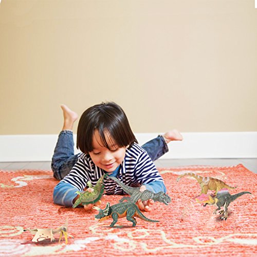 QuadPro Dinosaur Toys Sets for Kids, 6 Piece Jumbo Plastic Dinosaurs Figures Include Triceratops, Brachiosaurus, Spinosaurus,Stegosaurus, Pterodactylus, T Rex Toy, STEM Toys for Boys