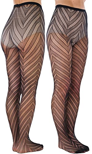 Image of ToBeInStyle Women's Vintage Art Deco Chevron Ornate Design Tights Pantyhose