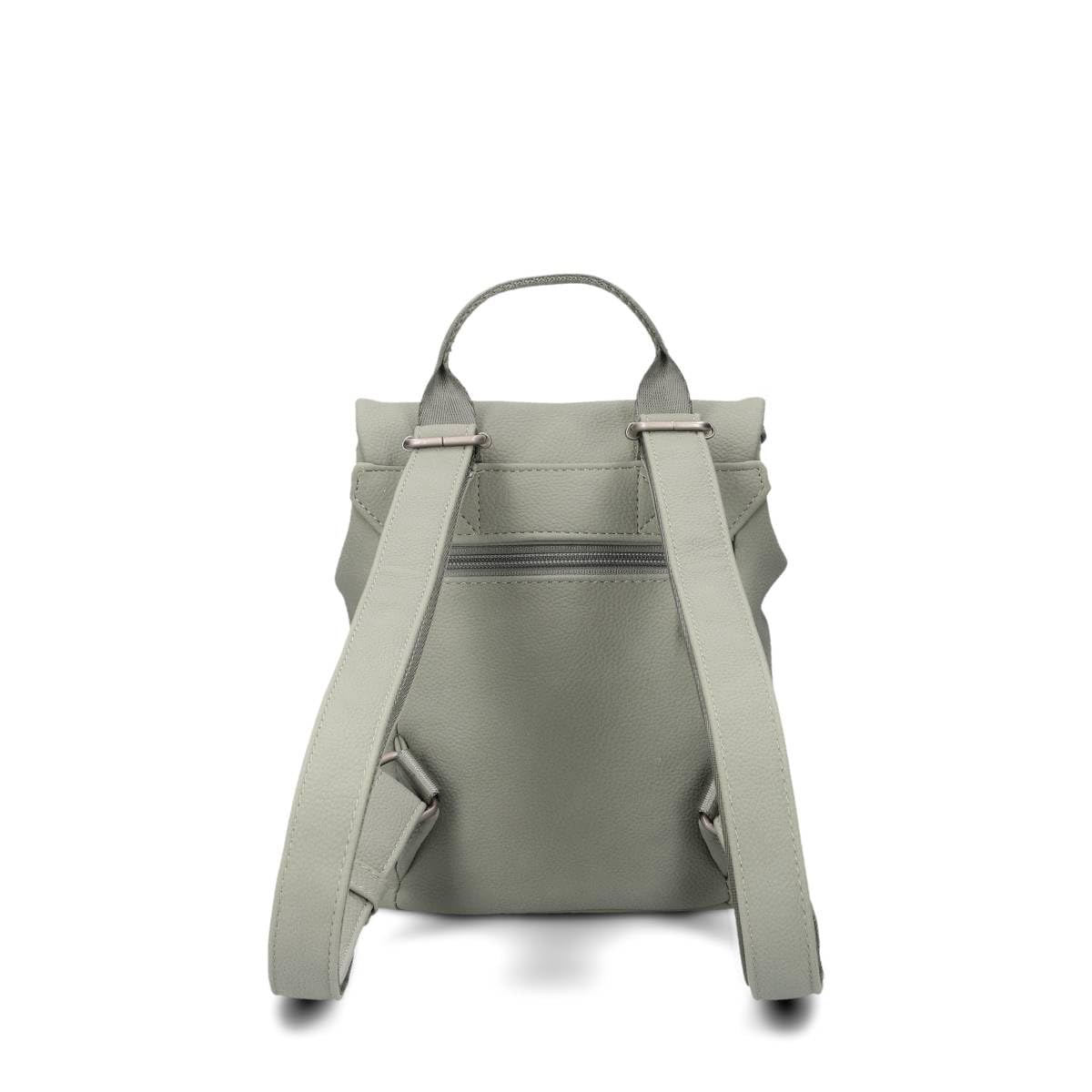 Zwei Kleiner Damenrucksack Mademoiselle.M MR45 Mini-Rucksack 2 Liter klassisch-eleganter Daypack mit Magnet-Verschlussklappe, Reißverschlussfach am Rücken & Schlüsselring (sage)