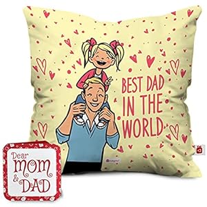Indigifts Gift for Father Quotes Printed Fiber Cushion Cover with Filler, 12×12 Inches, Multicolour, 1 Cushion Cover, 1…