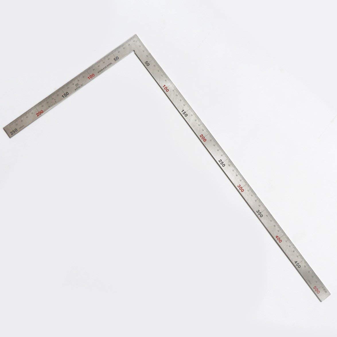 Sylvialuca L-Shaped Dual Angle Side Metric Ruler Stainless Steel 90 Degree Square Layout Tool For Rafters Doors Stair Layouts