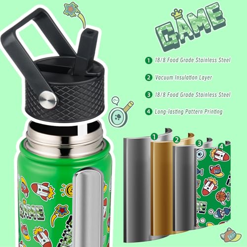 Image of BJPKPK Insulated Water Bottle, 22oz Stainless Steel with Straw Lid