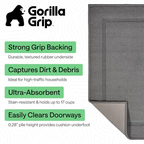 Image of GORILLA GRIP Indoor Door Mat, Rubber Backing Entry Rug 47x30, Gray
