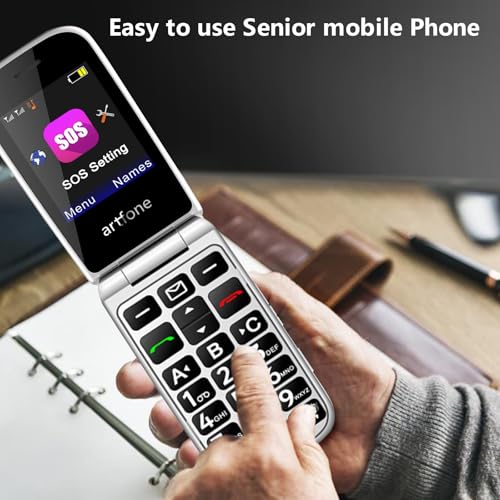 artfone F20 Blau - Seniorenhandy Klapphandy Ohne Vertrag丨2G GSM Handy für Senioren丨Dual SIM Großtasten Mobiltelefon丨2,4 Zoll Farbdisplay丨SOS Notruftaste丨FM Radio丨Sprachansage丨Kurzwahl丨1300mAh Akku