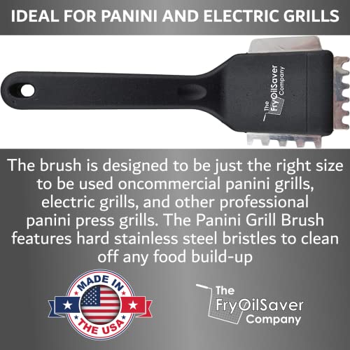 Fryoilsaver Co. 90052 Panini Grill Brush - Commercial Electric Grill Stiff Bristle Brush - Stainless Steel Bristles With Hard Plastic Handle - 3 Different Scraper Heads - Heavy Duty Small Grill Brush #TOP2