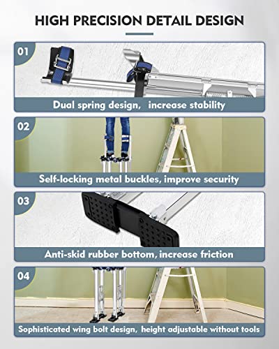 Gccsj 24''-40'' Drywall Stilts For Adults Adjustable Heights Aluminum Stilt For Sheetrock Drop Ceiling Painting Painter Taping Or High Shrub Trimming Silver #TOP3