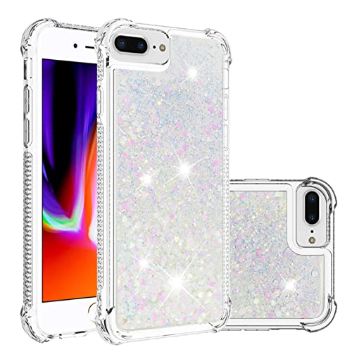 Silicone Liquid Case Compatible with iPhone 6 Plus, Transparent Phone Case Anti Yellowing Shockproof Protective Case Glitter Floating Liquid Shell Compatible with iPhone 6s Plus 6 Plus 7 Plus 8 Plus