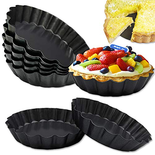 8 PCS 4 Inch Mini Tart Pan,Non-Stick Quiche Pan,Tart Pan with Removable Bottom,Non-Stick Tart Dish Pan for Pies,Quiche Bakeware,Desserts and more