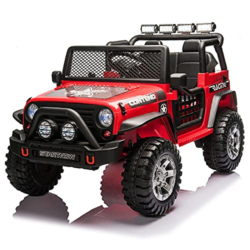 Sopbost Ride on Truck 12V Ride On Toys, Ride On Car with Remote Control Battery Powered Car for Kids, Electric Car for Kids with 2+1 Gear Shift, Spring Suspension, LED Lights, Music, Bluetooth (Red)