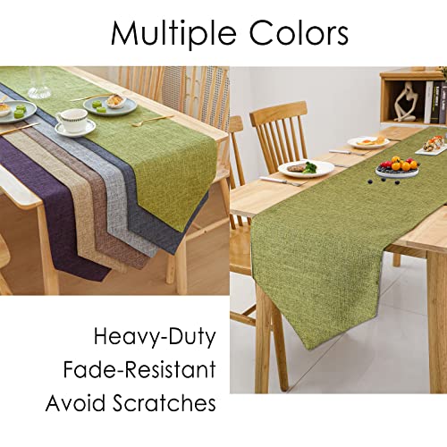 Burlap Farmhouse Cotton Linen Table Runner, Rustic Woven Solid Color Table Runner For Dining, Kitchen, Holiday, Halloween, Christmas, Party (12X70 Inch, Green) #TOP5